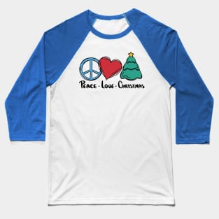 Peace Love Christmas Trio Baseball T-Shirt